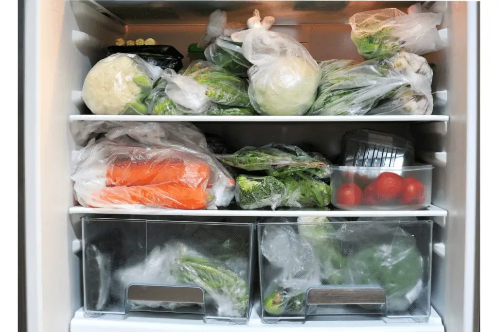 fridge with vegetables